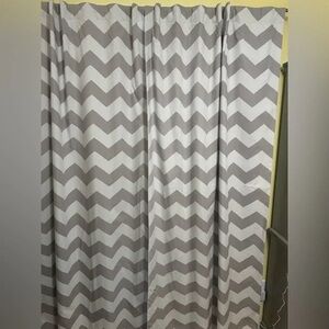Pottery Barn Gray and White Chevron Black out Curtains 2 panels (44x84 each)